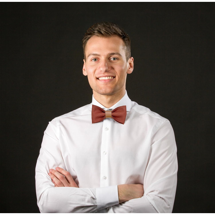 Метелик шкіряний чоловічий Leinen Accessories помаранчевий (тільки метелик)