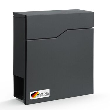 Поштовий ящик Floordirekt Jean Anthrazit сучасний з газетницею, кришкою та замком, антрацит