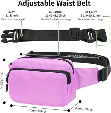 Поясна сумка на пояс, унісекс, 30 см, світло-фіолетова. Сумка через плече, для подорожей, прогулянок з собакою, чоловіча та жіноча.