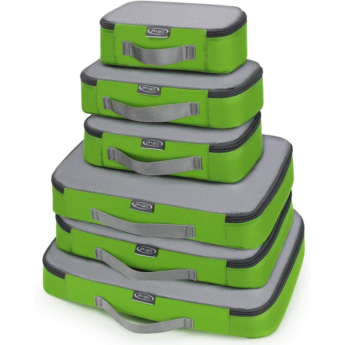 Органайзери для валізи G4Free, набір 6 шт (сітка) - зелений (S+2M+2L+XL) для подорожей