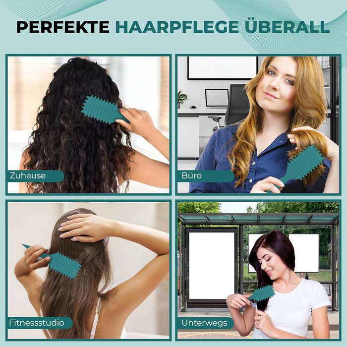 Щітка для волосся Lockenbürste Premium - для кучерявого волосся, біо-щітка з щетиною дикого кабана, без заплутування, оригінальна 3-в-1 для створення локонів (Ліловий/Блакитно-зелений)