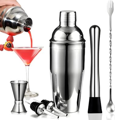 Набір для приготування коктейлів Retoo, нержавіюча сталь, 750 мл, 6 предметів, професійний барний аксесуар для дому та бару