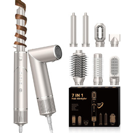 UKLISS 8-в-1 Pro Airstyler: Фен-щітка, локони, стайлер для волосся. Потужність 1400W, 110,000RPM, комплект для створення зачісок. Подарунок для жінок