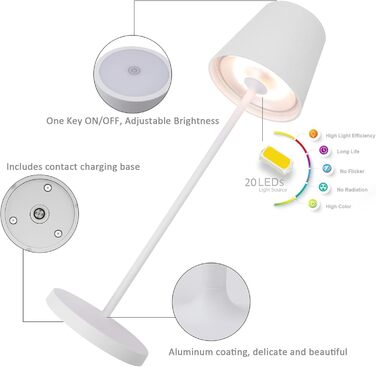 LED настільна лампа K-Bright з регулюванням яскравості | Акумуляторна, для дому та вулиці | Тепле світло | USB-зарядка | 1 шт.
