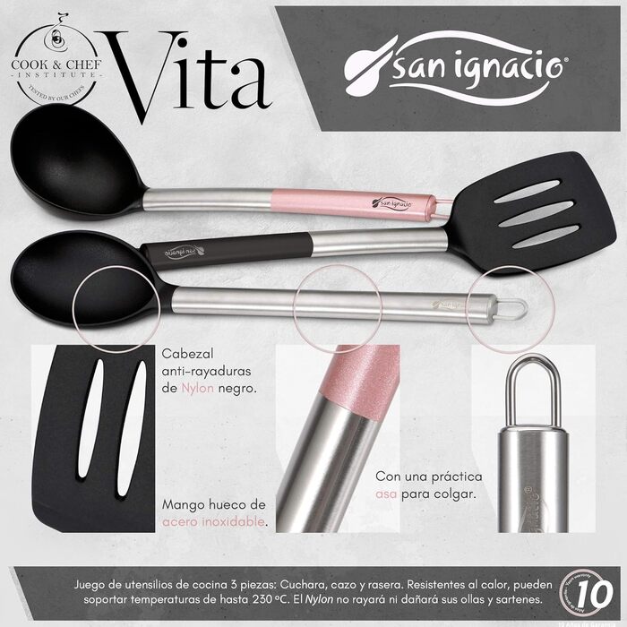 San Ignacio PK125 Set: Pressed Aluminum Frypans - Ø 16, 20, and 24 cm. 3-Piece Frying Pan Set, Aluminum, Black (Set + Accessories)