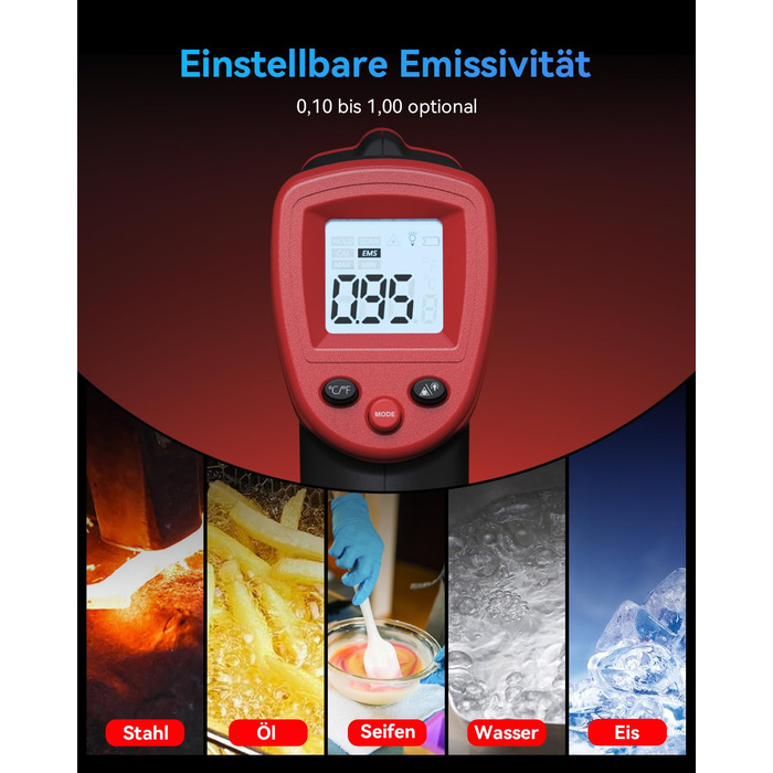 Інфрачервоний термометр Wintact -50℃ - 590℃, цифровий, безконтактний, для кухні та піци, WT320