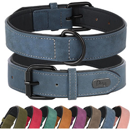 Нашийник для собак Didog з м'якої шкіри, синій, регульований, 33-43 см, 10-20 кг