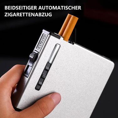 Вишукане екіп для курців: Zigarettenetui CAM2 з феєрверком, автоматичним виштовхуванням та електронним перезаряджуваним запальничкою (20 цигарок, сріблясте скло)