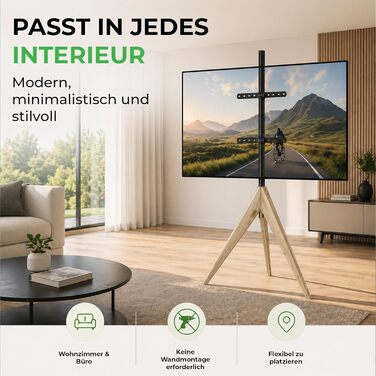 Тринога-підставка для телевізора Argo, поворотна 360°, для ТВ 26-65 дюймів, до 40 кг, VESA 400x400мм, колір старий дуб