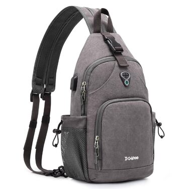 Сумка через плече G4Free на канвісі (Dunkelgrau) - для подорожей, хайкінгу, бігу, альпінізму