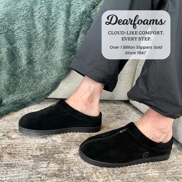 Чоловічі тапочки-клоги Dearfoams з замші для дому та вулиці, розмір 40.5 EU, чорні