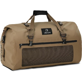 IRON JIA's Motorcycle Bag Luggage Roll Waterproof Motorcycle Rear Bag Saddlebag Travel Bag with Roll-Sealed Shoulder Straps Suitable for Motorcycle Cycling Camping Water Sports - (Brown, 70L)
