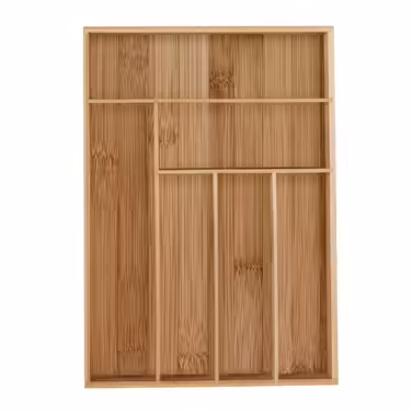 Relaxdays Bamboo Cutlery Box with 6 Compartments