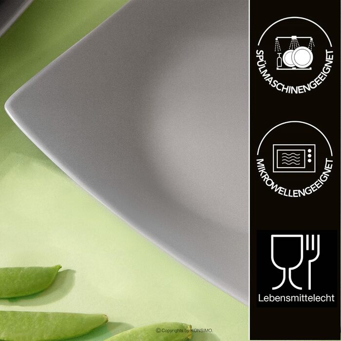 Сервіз Konsimo для 6 осіб: 18-ти частинний набір тарілок EPIRI - сучасний сервіз з кераміки сірого кольору