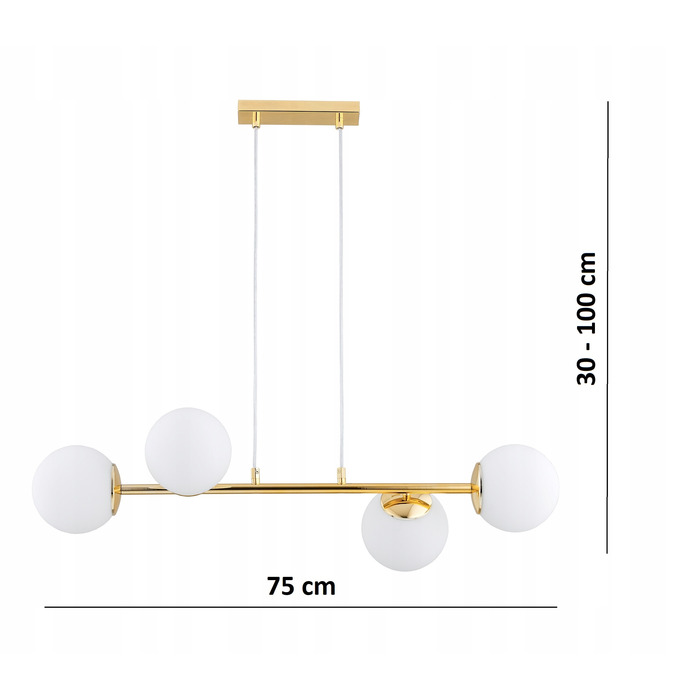 Підвісна люстра Elko-Lighting Milo Gold на 4 точки освітлення, цоколь E27