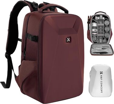 Рюкзак для камери K&F Concept F-red з жорсткою оболонкою, відділенням для ноутбука 15.6 дюймів та дощовиком, для дронів та фотообладнання