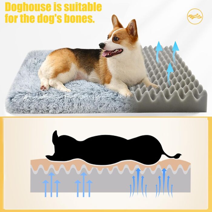 М'яке ліжко для собак середніх порід та котів, 75 x 50 x 8 см, плюшеве, миюче, Ombré-сірий