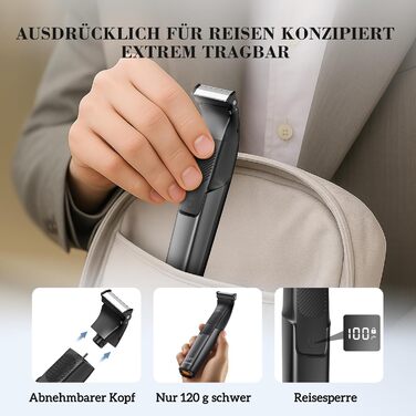 MAXGROOM 3-в-1 Тілогример для чоловіків: електробритва, тример, вологостійкий, для тіла та інтимної зони