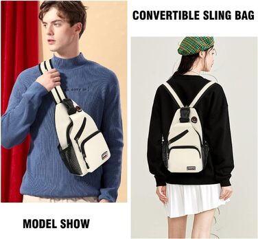 Сумка-слінг через плече, рюкзак для жінок та чоловіків з оксфордської тканини. Сумка через тіло, спортивна сумка, casual, для активного відпочинку, подорожей, покупок (Біла)