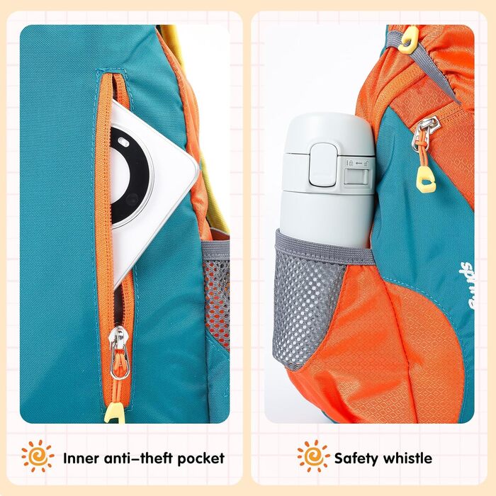 Дитячий рюкзак Cozary Kinder 5L, водонепроникний, для туризму, школи, подорожей та спорту (Помаранчевий)