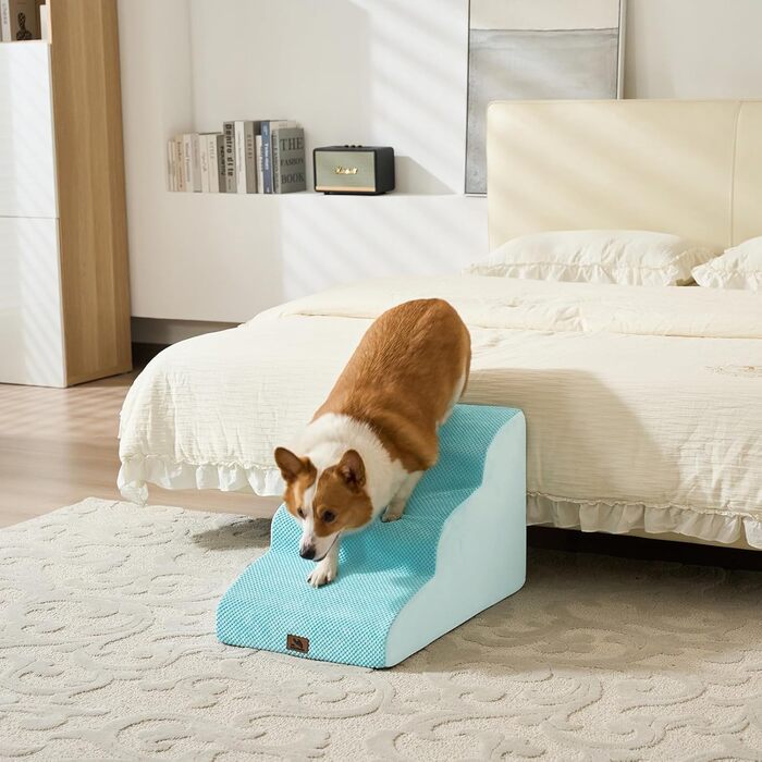 Сходинки для собак маленьких порід, 2/3 сходинки, 30 см, для дому, неслизькі, для котів та собак, сірі/блакитні