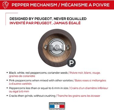 Млин для перцю PEUGEOT Paris, механічний, класичне регулювання помелу, 80 см, дерево, коричневий