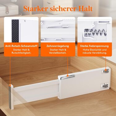 Lifewit 8-Piece Plastic Drawer Dividers for Internal Lengths 27-40cm & Height >10.5cm Drawers, Adjustable Organization System for Wardrobe/Bedroom/Dresser/Kitchen/Office, White
