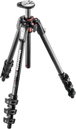 Штатив Manfrotto MT190CXPRO4 з вуглецевого волокна - 4-секційний для фото та відео, чорний/антрацит