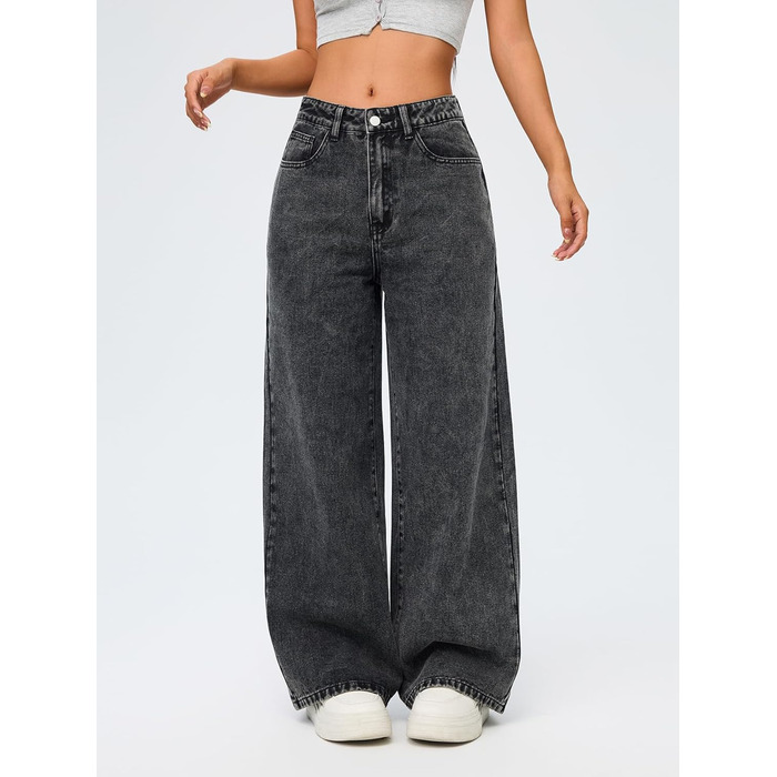Джинси жіночі Damen Vintage Baggy чорні, широкі, прямі, стиль 90-х Y2K, streetwear, розмір S