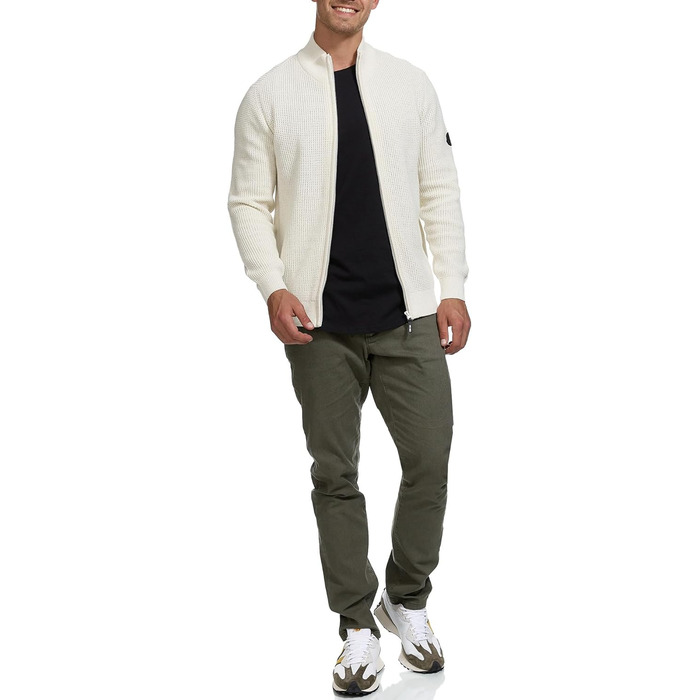 Чоловічий кардиган Indicode INLayton з високим коміром та блискавкою | Дріб'язкова в'язана куртка для чоловіків, білий, колір Аспарагус