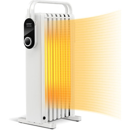 Масляний радіатор COSTWAY 1500W з 7 ребрами, 5-35°C, 3 режими нагріву, мобільний, з захистом від перегріву, білий