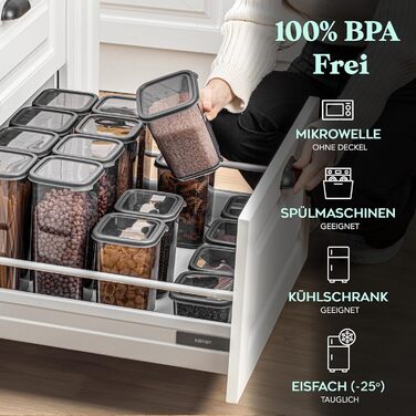 Контейнери для зберігання Meleni з кришкою, набір 12 шт., для кухні, зберігання та організації, BPA Free