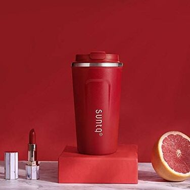 Термокружка з нержавіючої сталі SUNTQ - 510 мл, з подвійною стінкою, ізольована, з кришкою, багаторазова (Чорний)