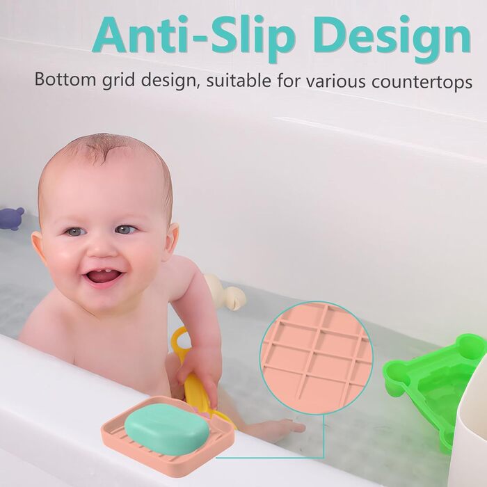 2 шт. Силіконові мильниці з отвором для стоку, мильниця для душу, мильниця для ванни, мильниця для раковини, мильниці для ванної кімнати, кухні та лічильника (білий) (рожевий)