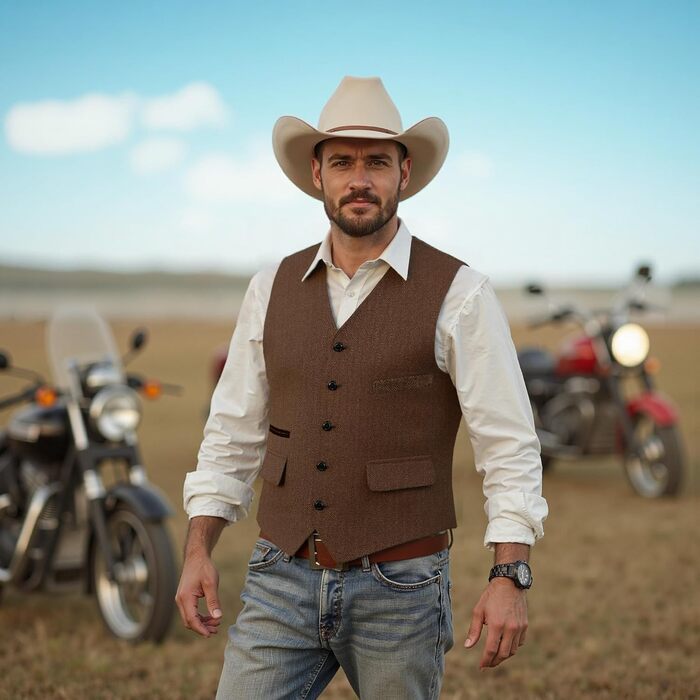 Жилет чоловічий SOLOVEDRESS вовняний, формальний, Regular Fit, для весілля, для наречених та гостей, коричневий