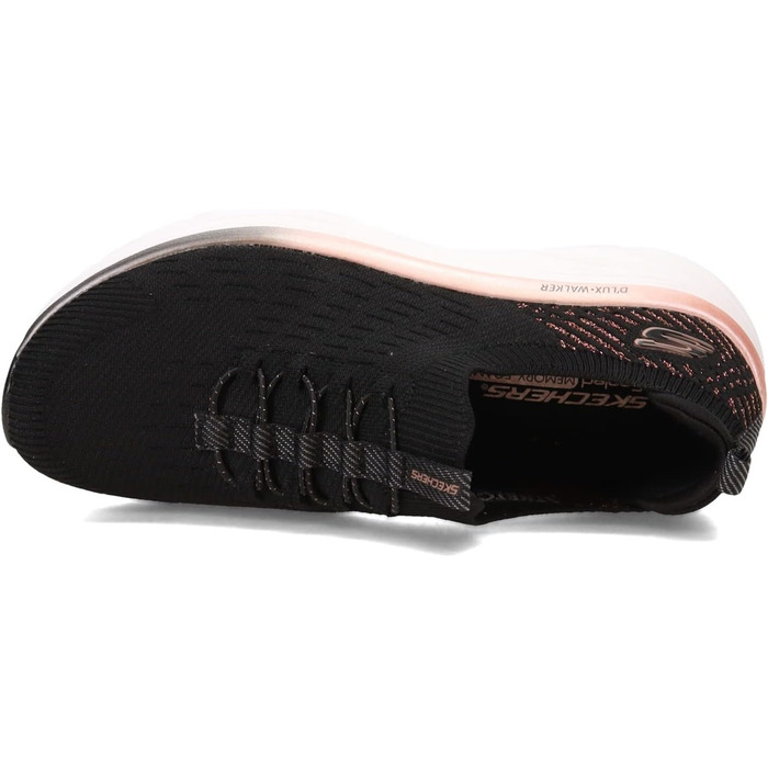 Кросівки Skechers D'lux Walker Let It Glow жіночі, чорні з рожево-золотою окантовкою, 39 EU