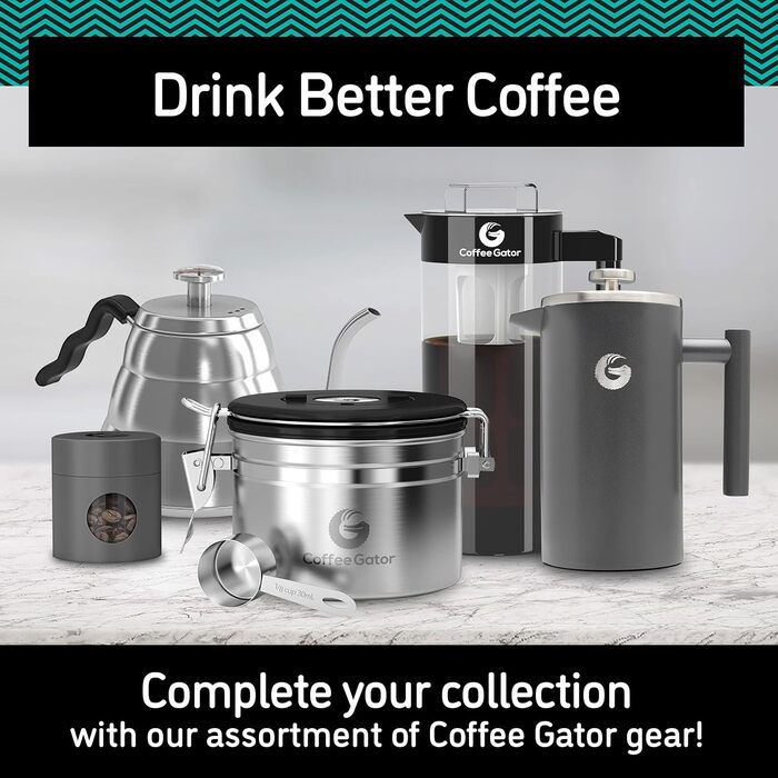 Чайник з гусиною шийкою Coffee Gator, 1200 мл, нержавіюча сталь, з термометром для плити, високоякісний чайник для чаю та кави, прецизійний носик, 5 чашок