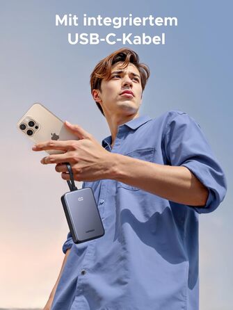 Power Bank UGREEN 20000mAh 22.5W з USB-C кабелем: заряд для iPhone, Samsung Galaxy та інших