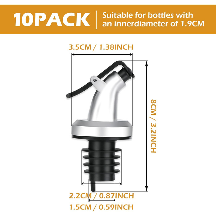Наливник для пляшок з нержавіючої сталі Abeillo - для вина, олії, лікеру, оливкової олії (10 шт.)