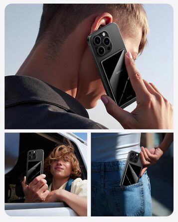 Power Bank Kuulaa Ultra Slim 5000 mAh з MagSafe, Type-C 20W, Швидка зарядка, 7.2 мм, для iPhone 16/15/14/13/12, чорний