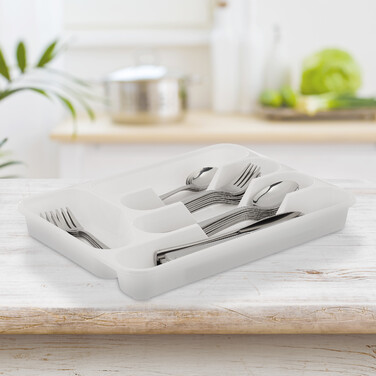 Relaxdays White Cutlery Box - 2 Pack