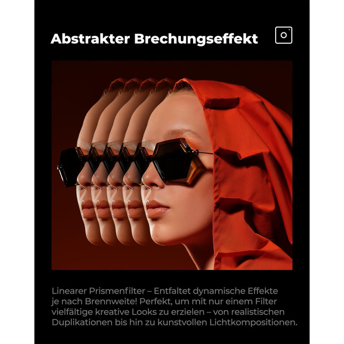 Фільтр K&F CONCEPT 77mm Mirage Pentaprism з оптичного скла, Nano-B серія | Ефект призма для об'єктива камери