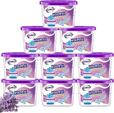 NATRUTH Moisture Absorbers, 9-Pack, Portable Closet Dehumidifier, Odor Neutralizer, Odorless Moisture Absorber