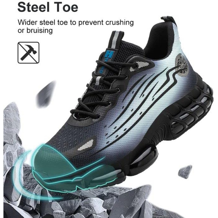 Зручні робочі черевики AIMAYEE з металевим підноском: легкі, дихаючі, з кевларовою вставкою (Сірий, 40 EU)