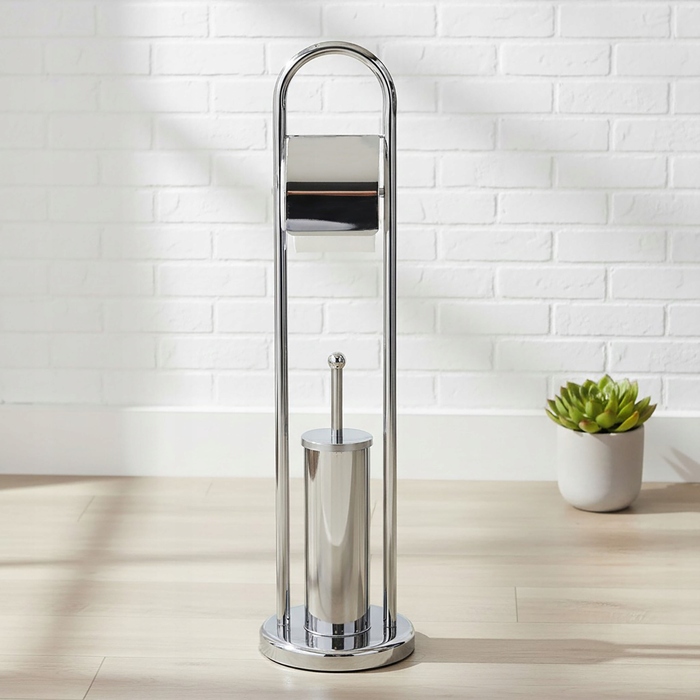 Підставка для йоржика та паперу 2в1, набір для туалету, сріблястий