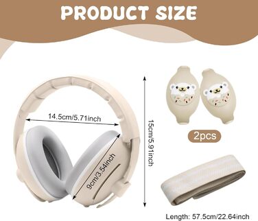 Навушники для захисту вух дітей, 0-4 роки, 25dB – регульовані, з неслизьким обручем, для літака, свят та подорожей