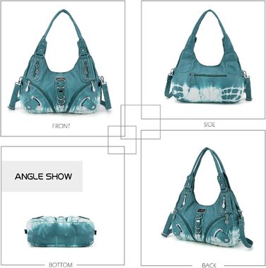 Сумка жіноча Angel Kiss Hobo з PU шкіри блакитно-зеленого кольору з багатьма відділеннями