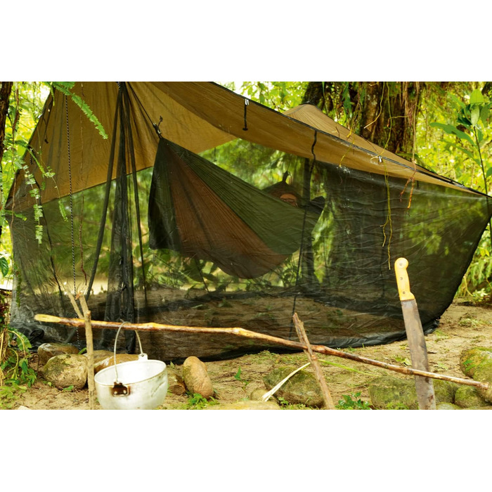 Гамак Amazonas Ultra-Light Adventure Coyote Kingsize 275x140 см, зелений/коричневий - надлегкий (180г), до 150 кг