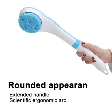 Electric Body Bath Brush with USB Charger, 6 Speed Adjustable Bath Body Brush Set Shower Brush Back Scrubber Multifunction Long Handle Massager, Long Handle (Blue)
