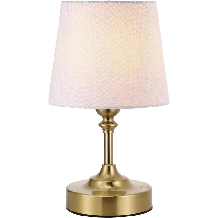 LED настільна лампа бездротова з торшером з льону, сенсорне керування, регулювання яскравості, USB-C, для спальні, вітальні, кухні, 40см, мідь